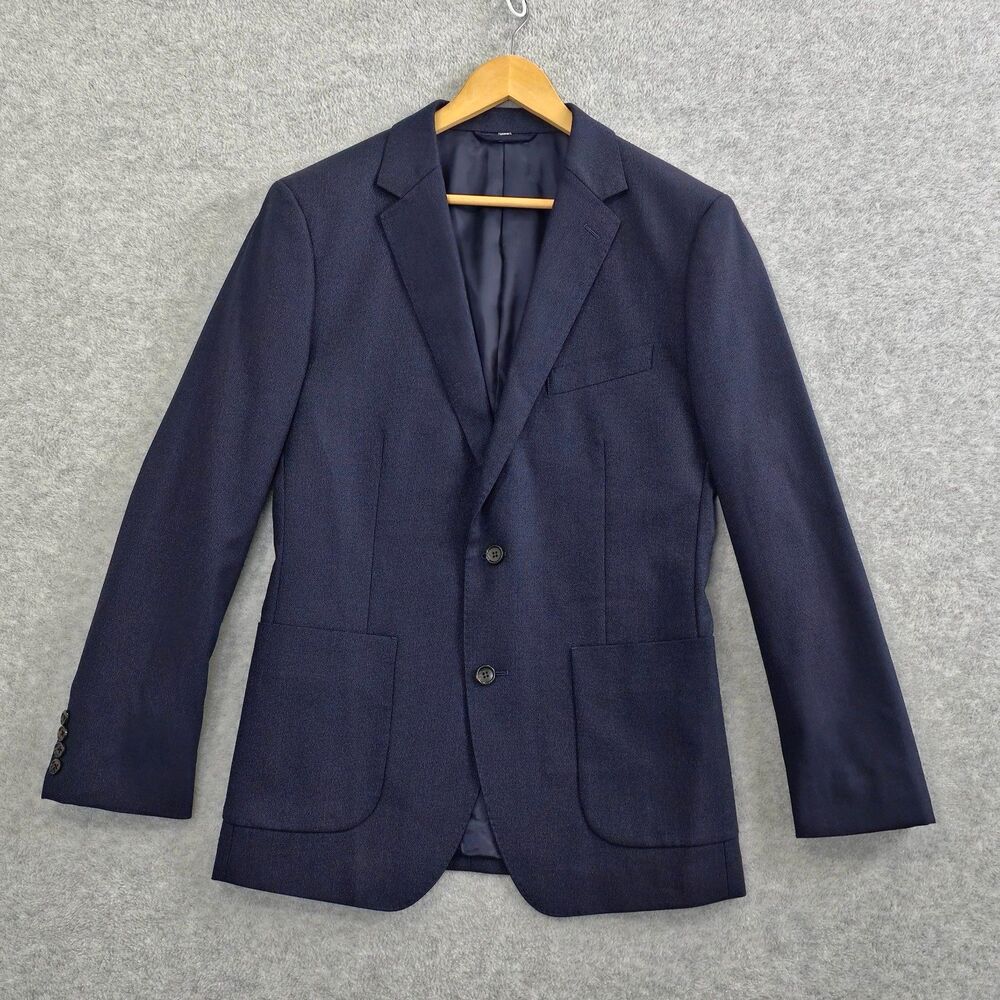 Bonobos Slim Fit Mens 40R Lanifico Comero Flex Wool Blend Textured Navy Blazer